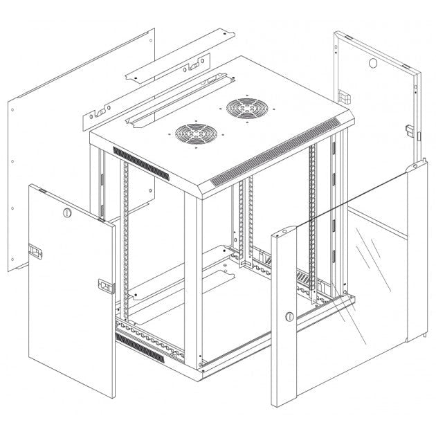 Armadio Rack 19'' a muro 20 unità sezione unica prof. 450mm Nero