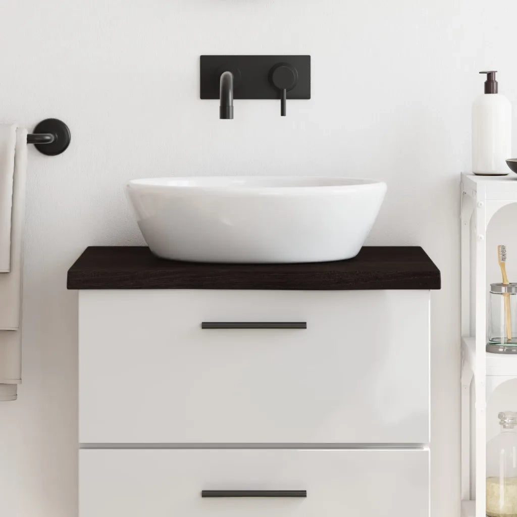 Piano Bagno Marrone Scuro 60x60x(2-4)cm Legno Massello Trattato 3156207