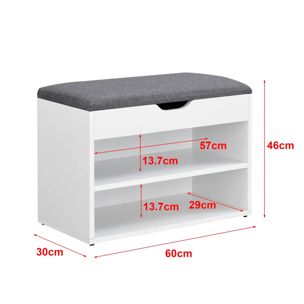 Panca portascarpe 46 x 60 x 30 cm bianco grigio 03_0007656