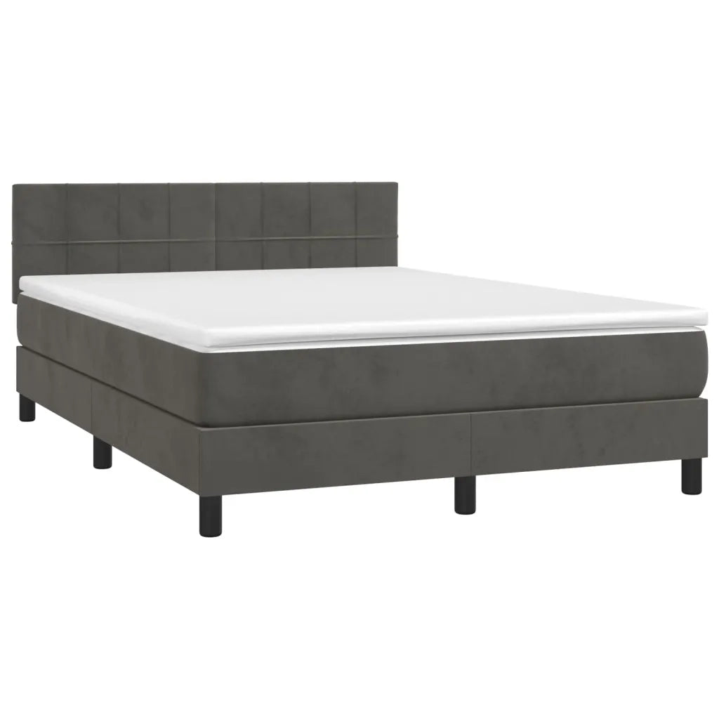 Letto a Molle con Materasso e LED Grigio Scuro 140x200 cm 3134406