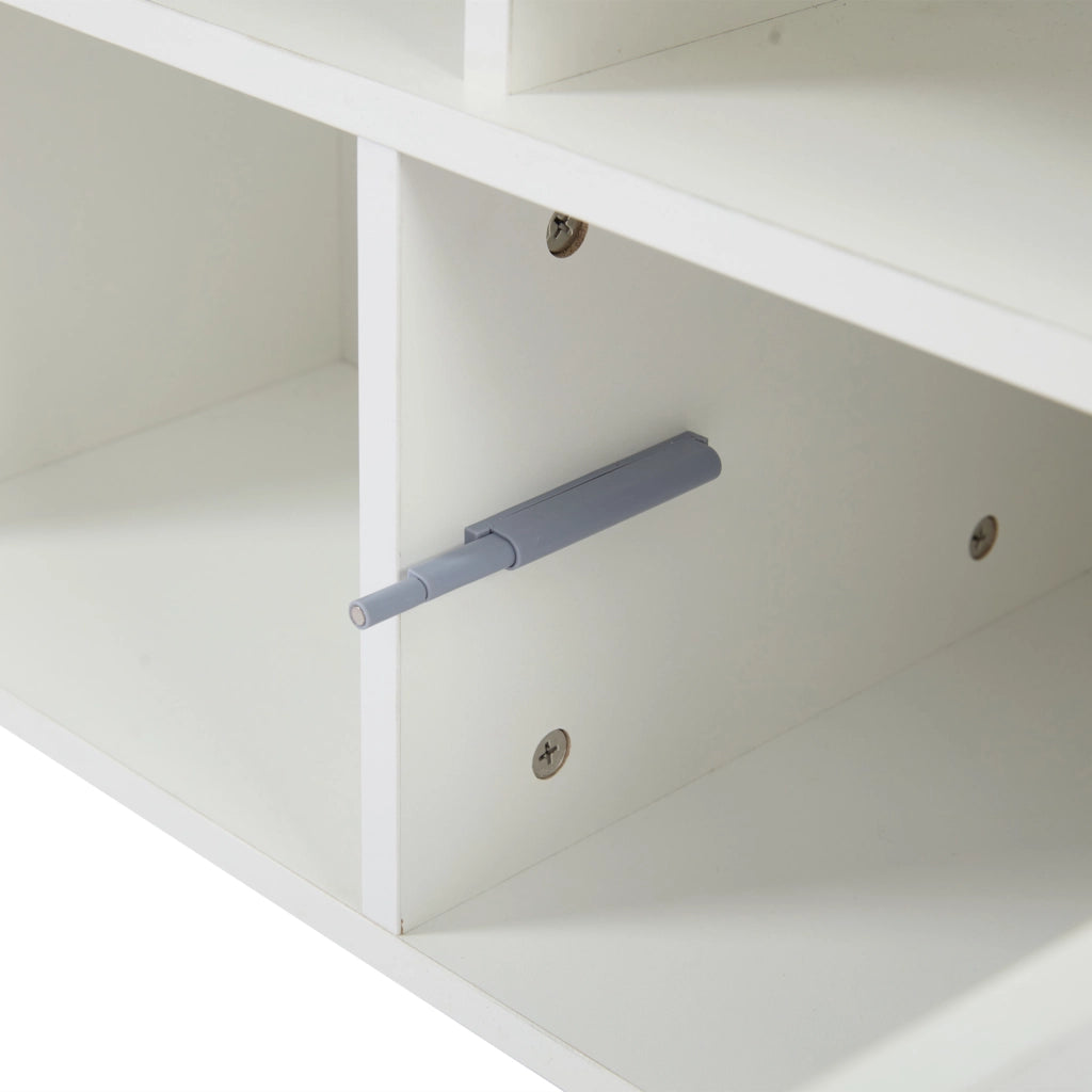 TAVOLO da caffè 100x50x43 cm Bianco lucido con LED, presa USB e ripiani