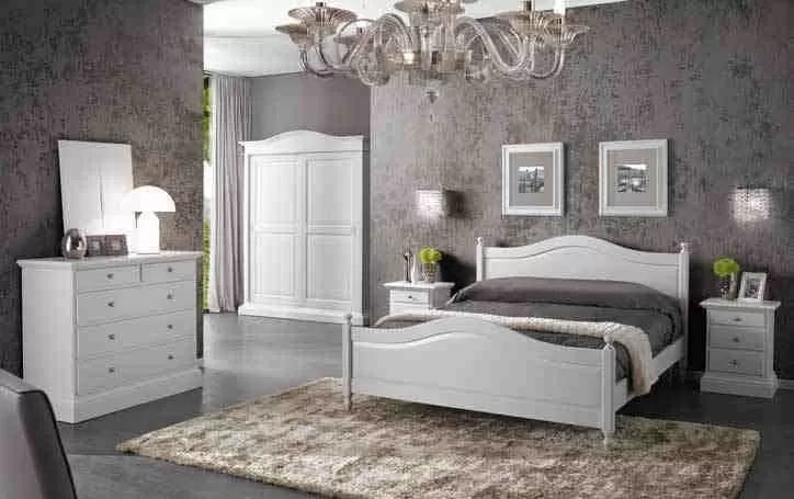 Letto matrimoniale classico shabby bianco 175x212x112 (6073) - Mobili 2G