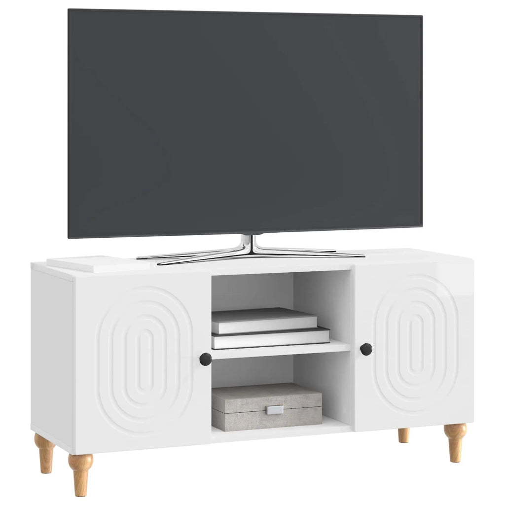 Mobile TV Bianco Lucido 102 x 34,5 x 50 cm Legno ingegnerizzato 894239