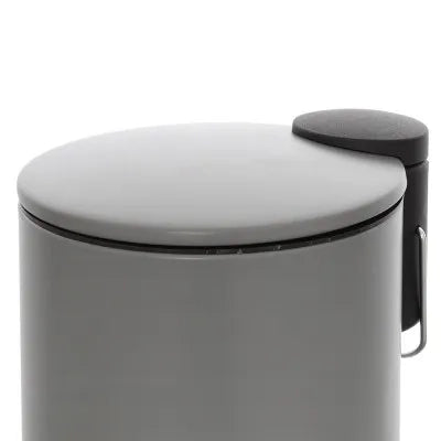 Pattumiera bagno in acciaio grigio con pedale e coperchio slim 3 lt