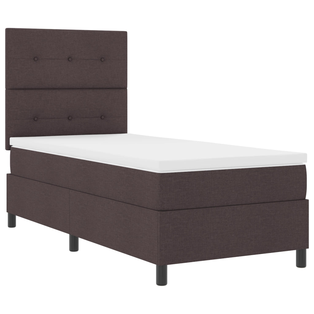 Letto con Rete con Materasso & LED Marrone Scuro 90x190 cm Tessuto
