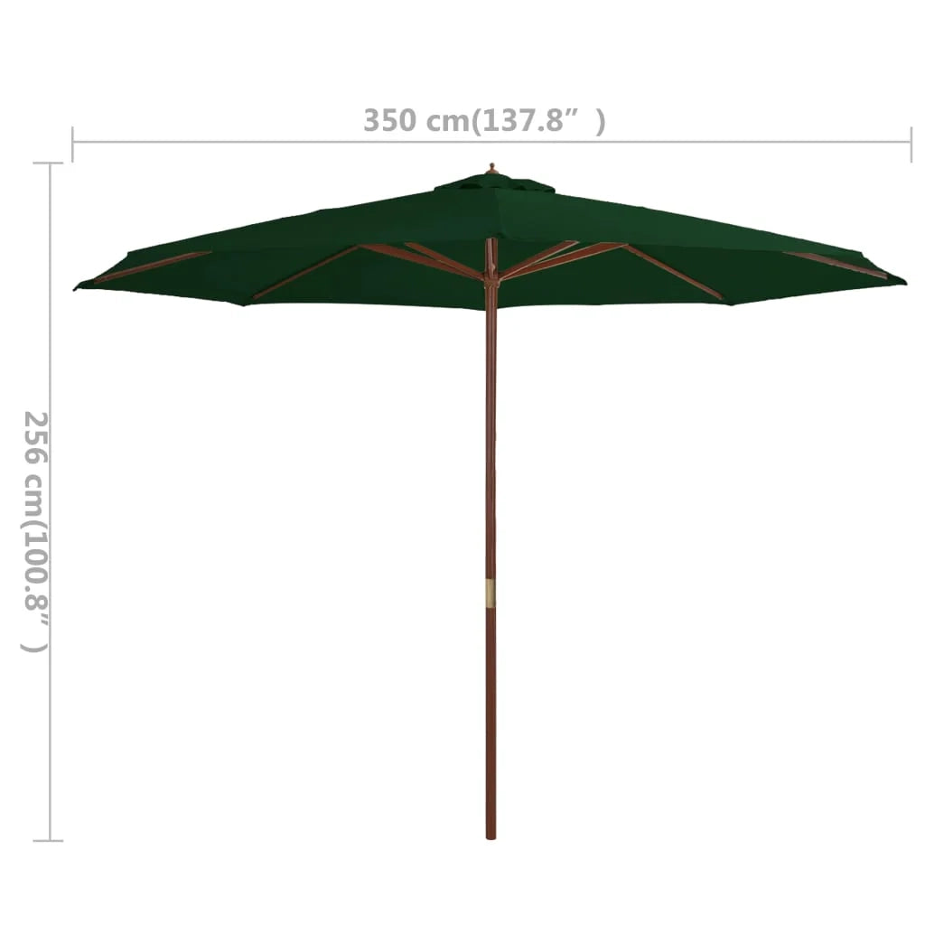 Ombrellone con palo in legno 350 cm verde 02_0008131