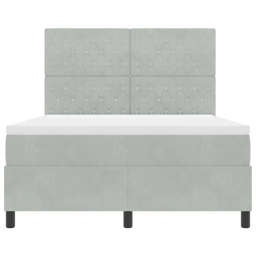 Letto a molle con materasso Grigio chiaro 140 x 190 cm Velluto 3339764