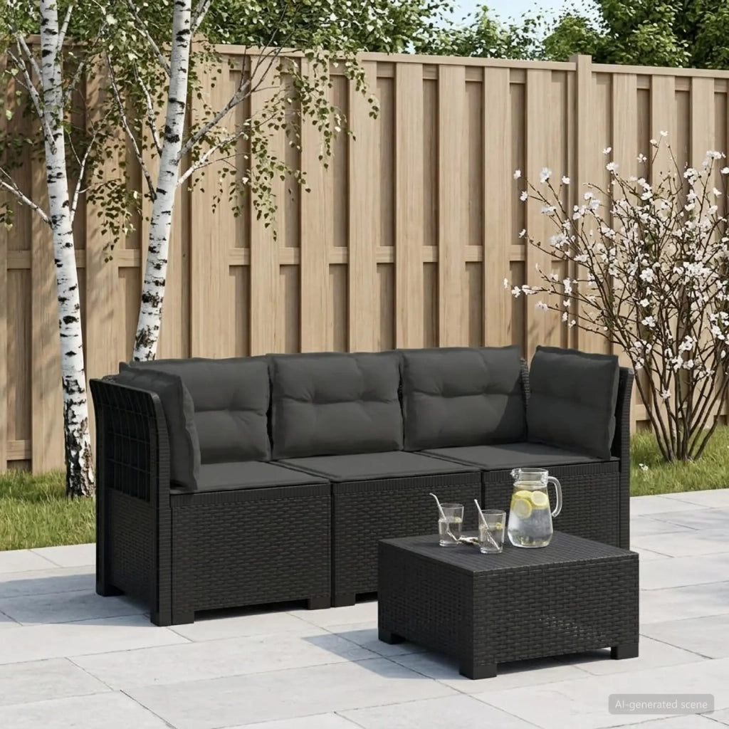 Divano da giardino 3 posti con cuscini in look rattan PP 3443835