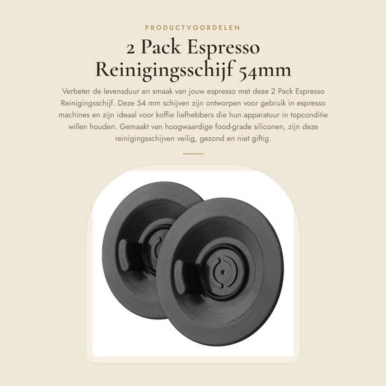 Piastra di pulizia per macchina del caffè - 2 Pack - Silicone - Food-grade - 54mm - Piastra di pulizia efficace per macchina del caffè