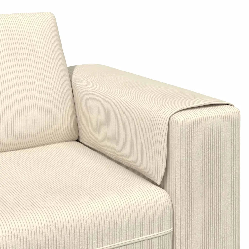 Divano con cuscino Crema 250 x 77 x 76 cm Tessuto in Cords 3335102