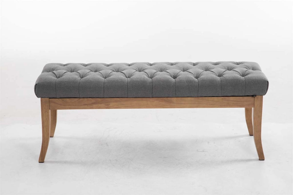 Panca design RAMSES in legno chiaro antico tessuto grigio,120 cm