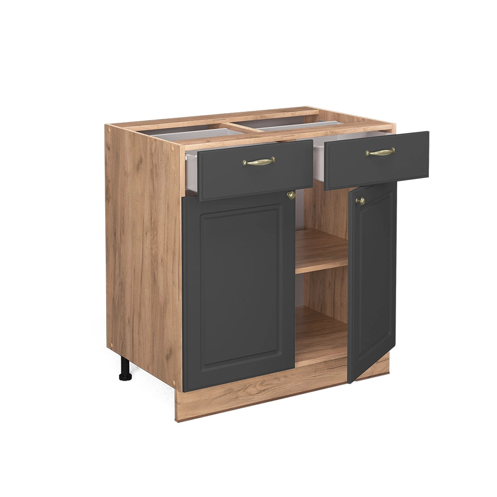 Mobiletto base per cucina Fame-Line Antracite-oro/Rovere dorato 80 cm, PL Rovere Vicco