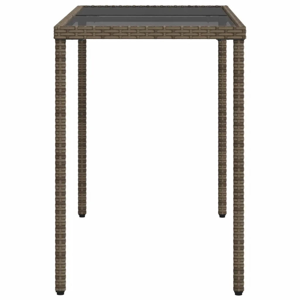 Tavolo da Giardino | Tavolino da esterno Piano in Vetro Grigio 115x54x74cm Polyrattan