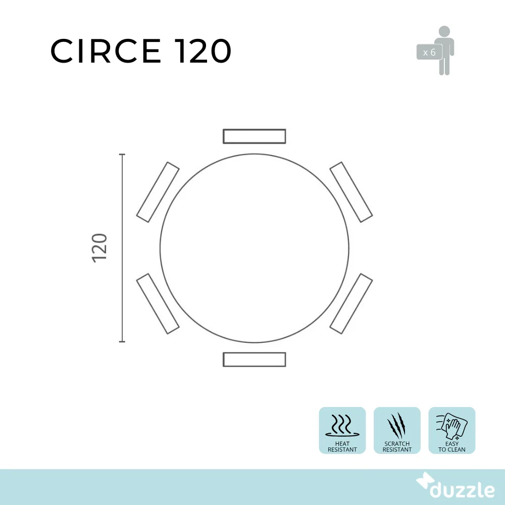 Tavolo da pranzo fisso in ceramica effetto marmo nero Circe 120x120 cm fino a 6 posti | Duzzle