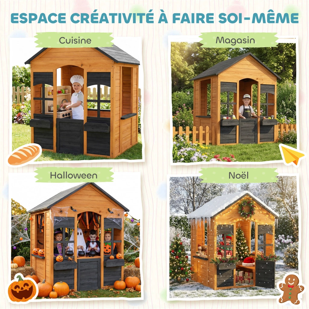 Casetta Bambini Giardino Legno ¨C zephmum ¨C Marrone Chiaro 3-8 Anni
