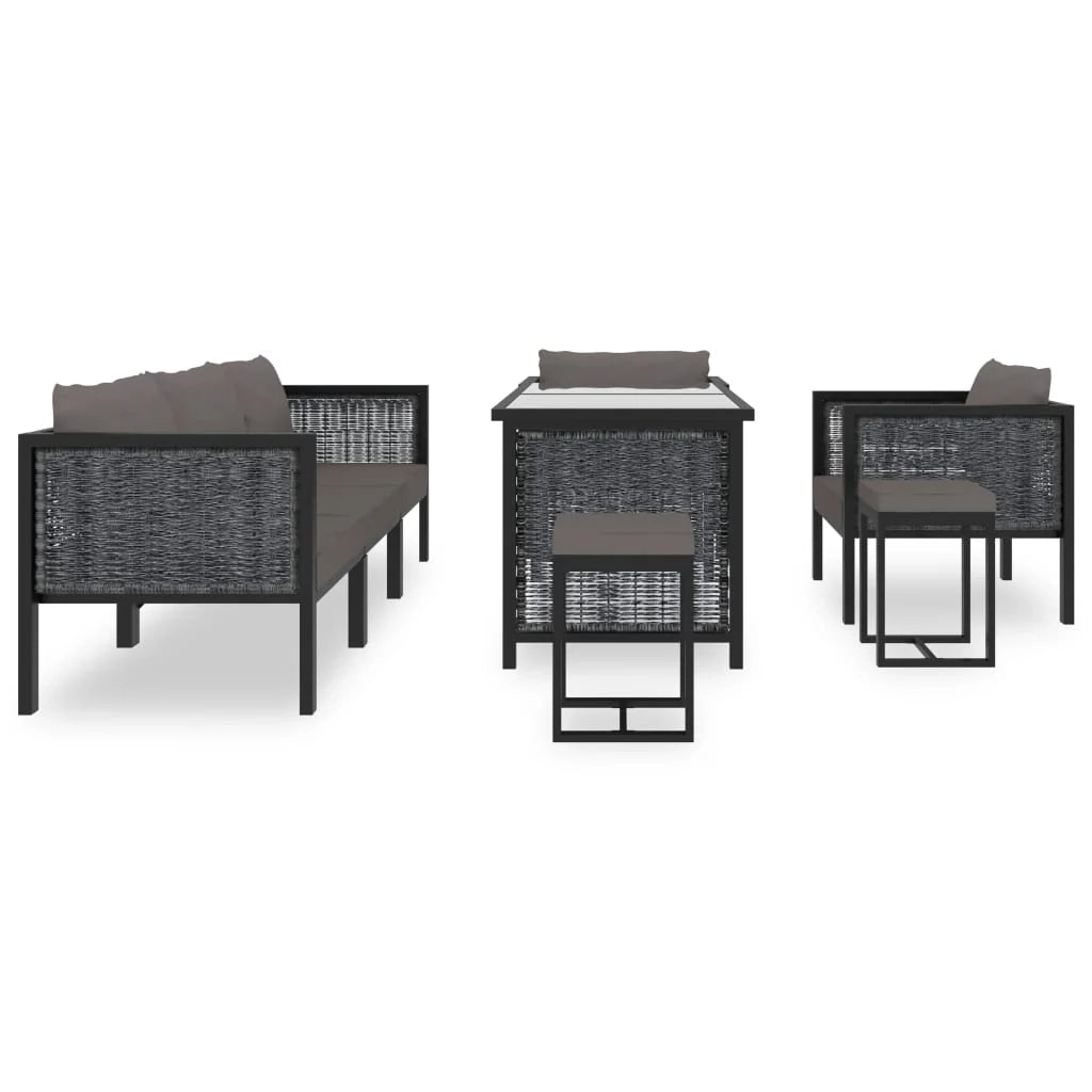 Set di mobili da giardino mobili da esterno 8 pezzi con cuscini resina intrecciata antracite 02_0017668