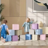 Set 12 Cubi Giocattolo Morbidi per Bambini 12-36 Mesi in PU ed EPE, 20x20x20 cm, Multicolore