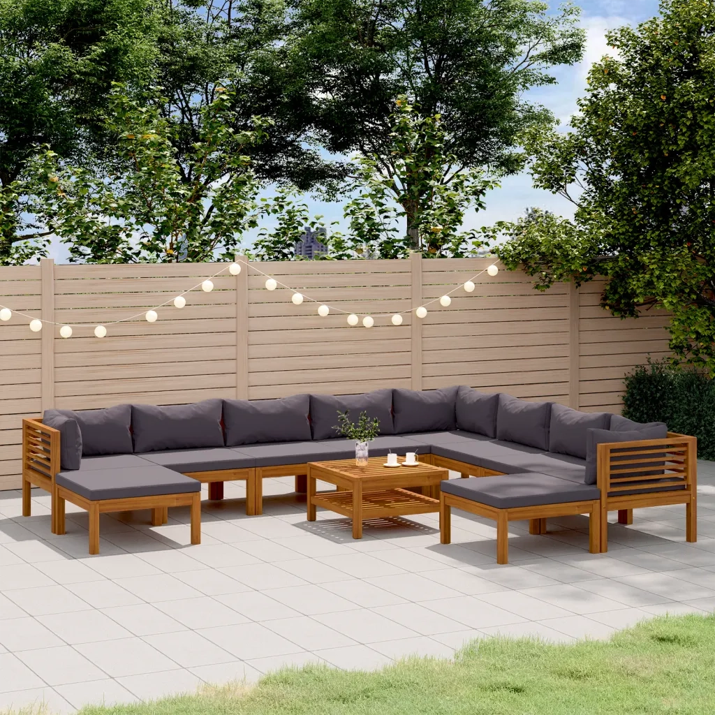 Set Divani da Giardino 11 pz con Cuscini in Massello di Acacia cod mxl 40783