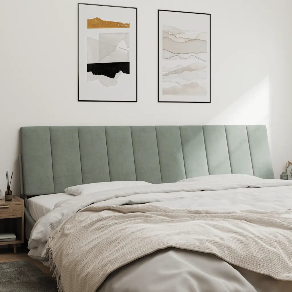 Cuscino Testiera Hanko Grigio Chiaro 200 cm in Velluto CFW1672250
