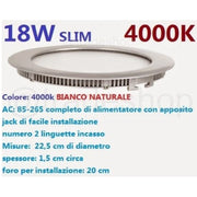 Trade Shop - Pannello Faretto Led 18w Ad Incasso Slim Luce Bianca Calda Neutra Tondo Quadrato -