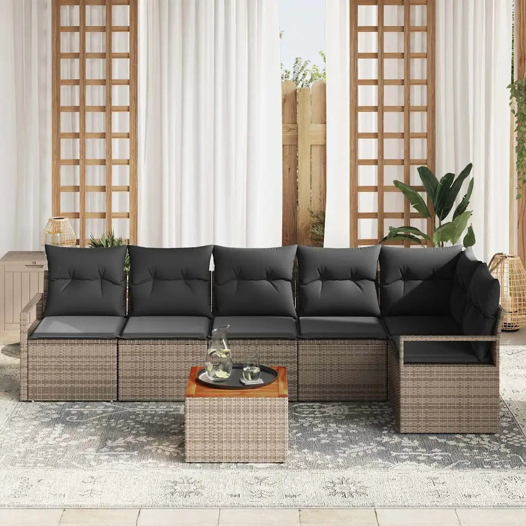 Set Divano da Giardino 7 pcs Grigio polyrattan