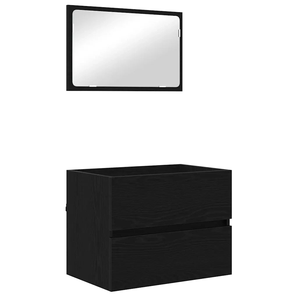 Set di mobili per il bagno 3 pcs Rovere Nero Legno multistrato