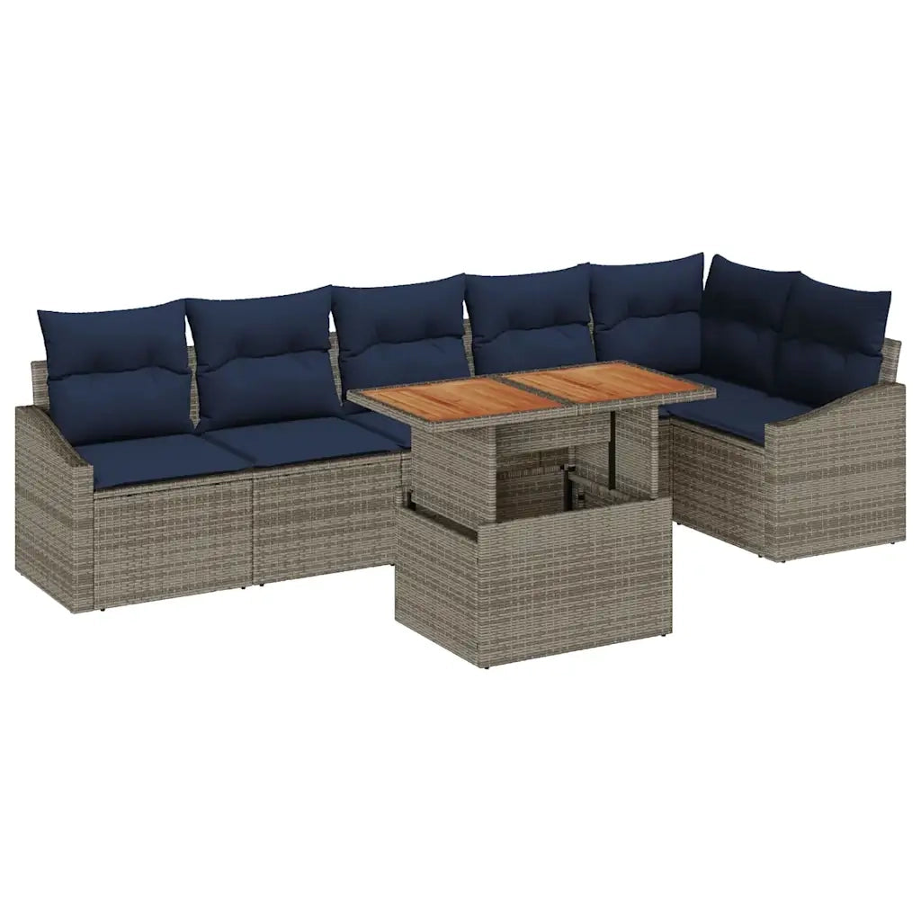 Set Divano da Giardino 7 pcs Grigio Poly Rattan 3358586