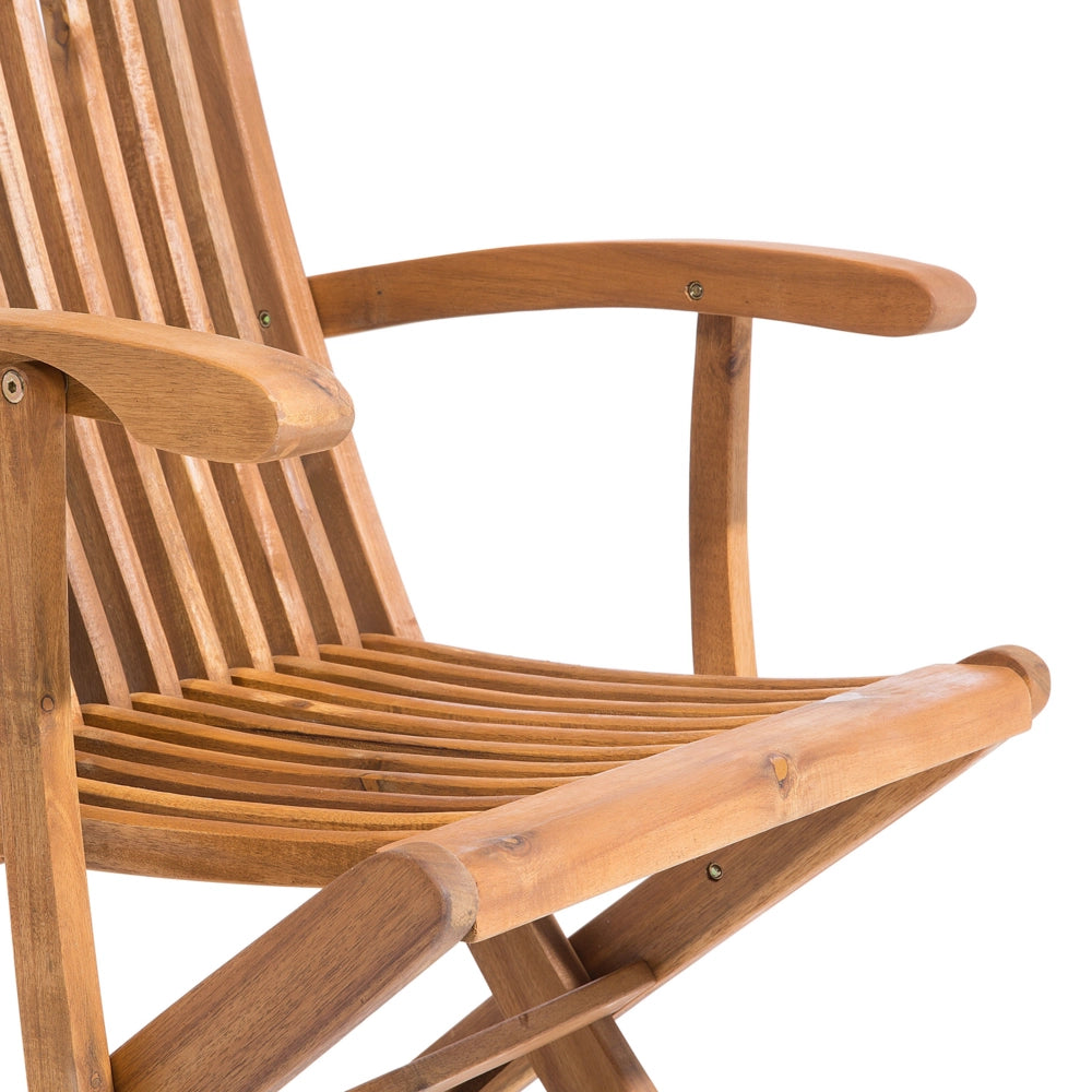 Set di 2 sedie da pranzo da giardino in marrone chiaro con struttura in legno di acacia pieghevole dal design rustico