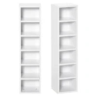 Libreria Scaffale porta CD set 2 Pezzi a 12 Ripiani in Legno, 21x19.2x88.3 cm, Bianco