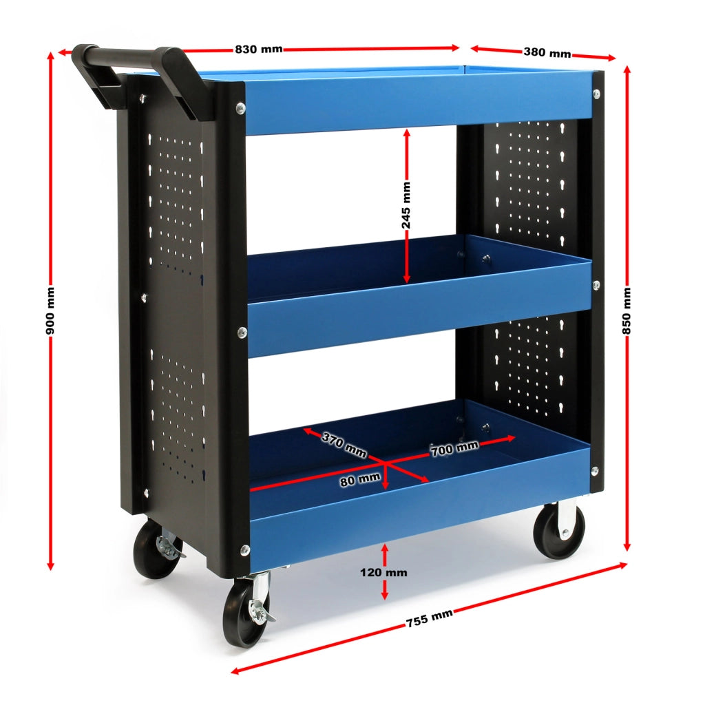 Carrello portautensili a 3 ripiani con freni Porta attrezzi con ruote