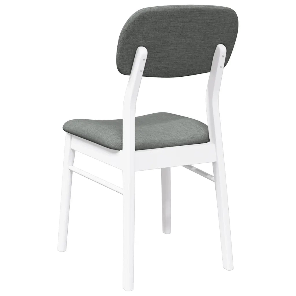 Sedie da Pranzo con Cuscini 2 pz Bianco Legno Massello di Hevea