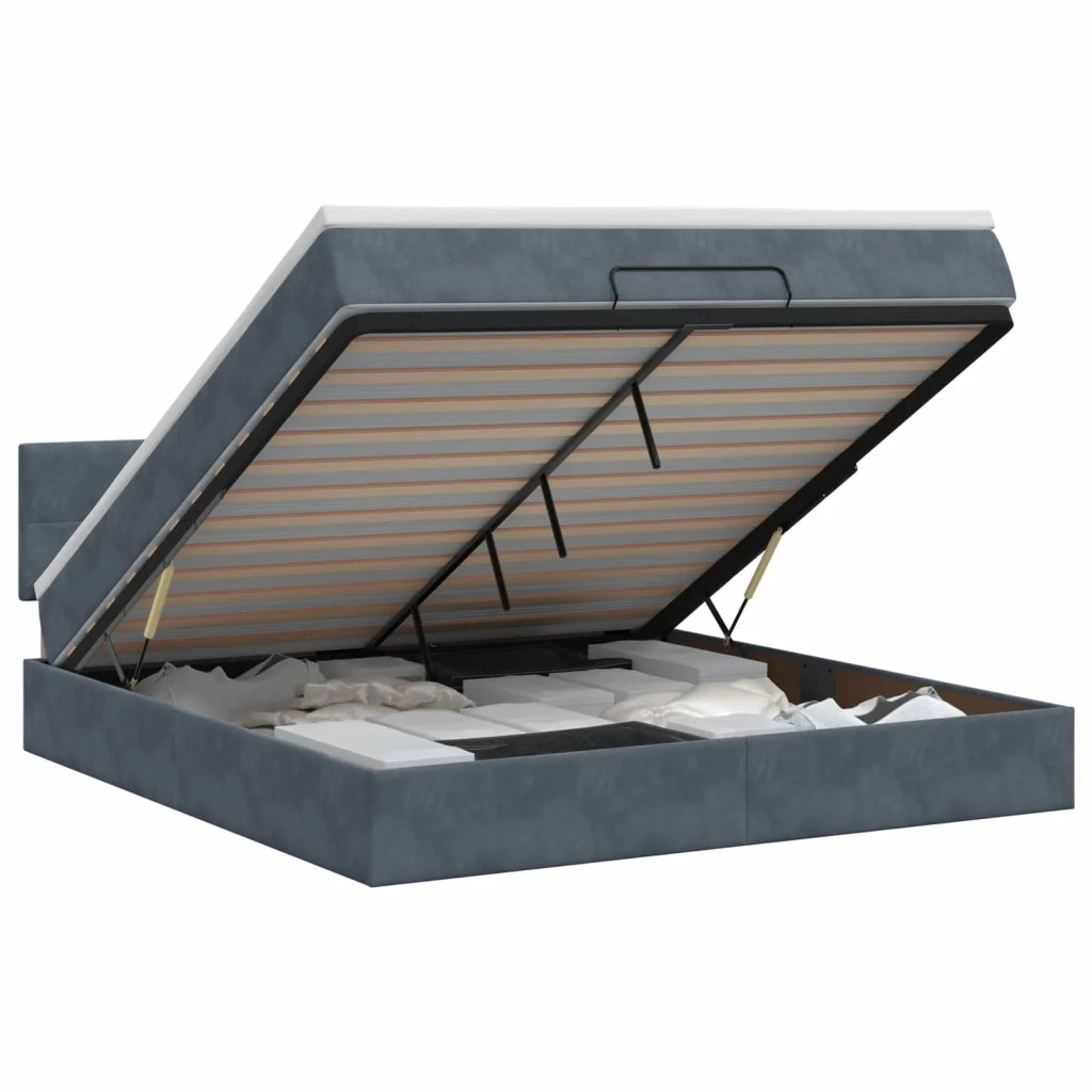 Letto ottomano con materasso Grigio Scuro 140 x 190 cm Velluto 3456556