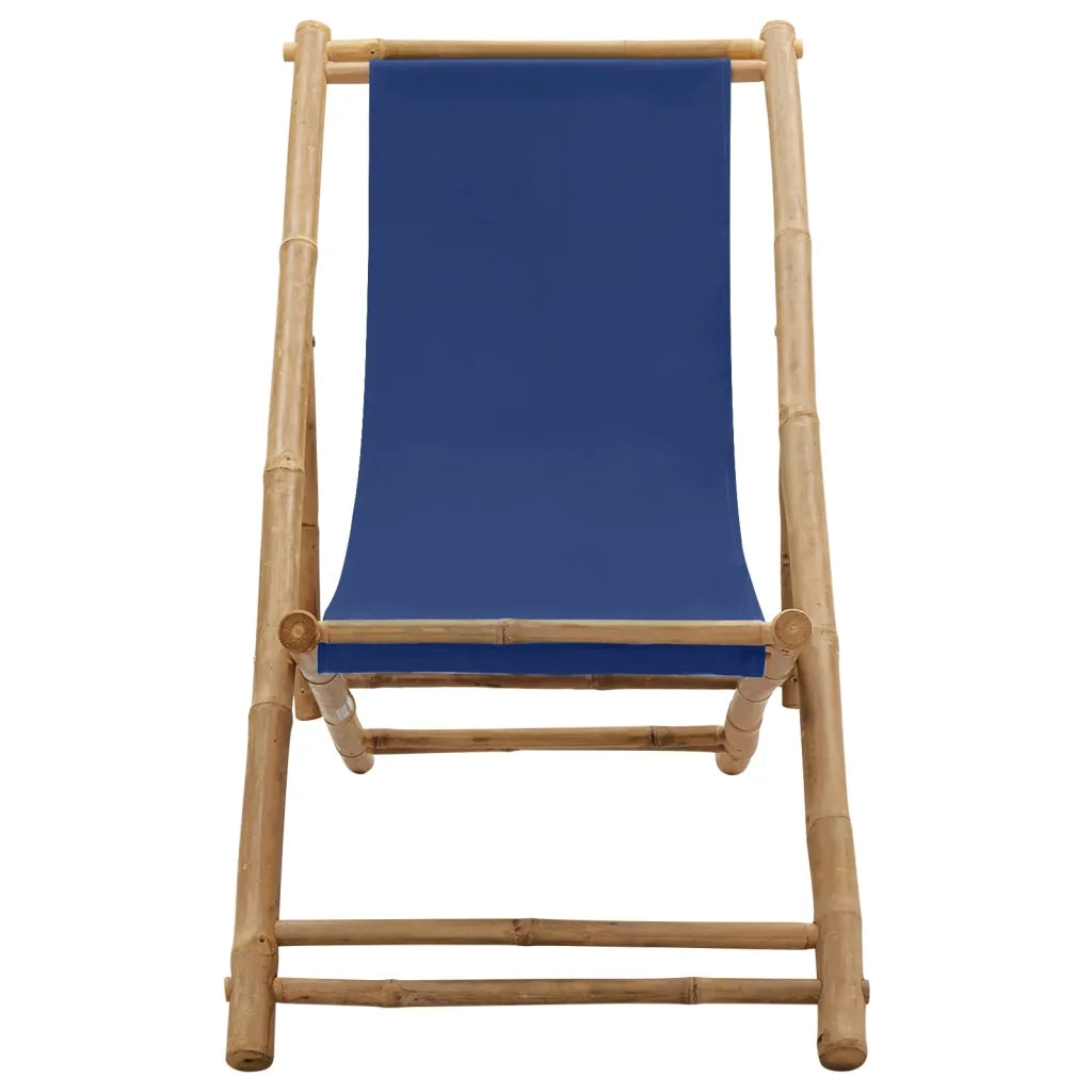 Sedia a Sdraio in BambÃ¹ e Tela Blu Marino
