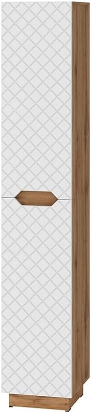 Armadio per il bagno Lotta, Bianco, 33 x 186 cm con 2 porte, per la conservazione di accessori da bagno e prodotti per la cura