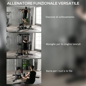 Stazione Fitness per Allenamento Totale 170x139x200 cm Power Tower in Acciaio Nero