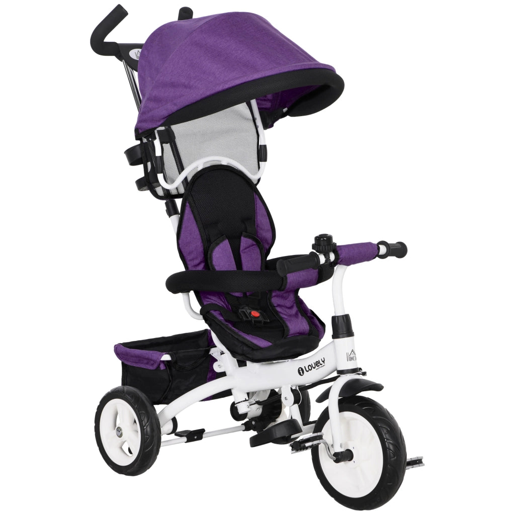 Triciclo per Bambini con Seggiolino e Cinturone di Sicurezza ¨C Zephmum ¨C Viola