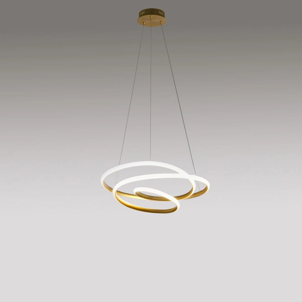 Lampada a sospensione Diva S/P in alluminio Oro Spazzolato, LED 42W 2400lm 3000K, Dimmerabile taglio fase e push - Gea Luce