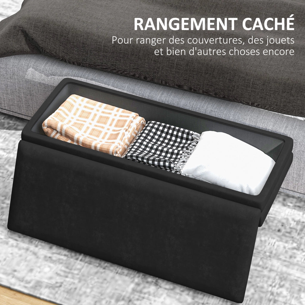 Divanetto con cassetti ¨C zephmum ¨C nero e dorato, velluto, 100x37.5x42 cm