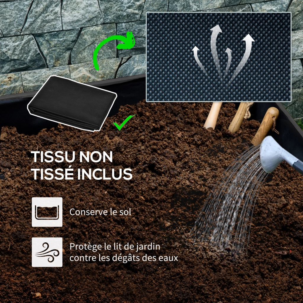 Fioriera con Ruote Rettangolare ¨C zephmum ¨C Tessuto Non Tessuto Incluso, Nero