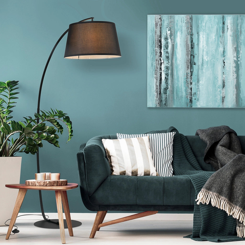 Lampada da Terra ad Arco con Paralume in Tessuto e Interruttore a Pedale, ?47x105x190cm, Nera