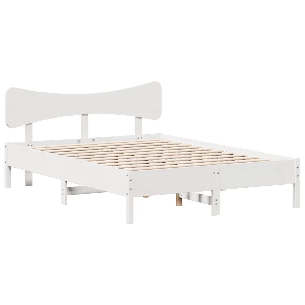 Letto matrimoniale | Letto per adulti | Letto senza Materasso Bianco 140x190 cm Legno Massello di Pino