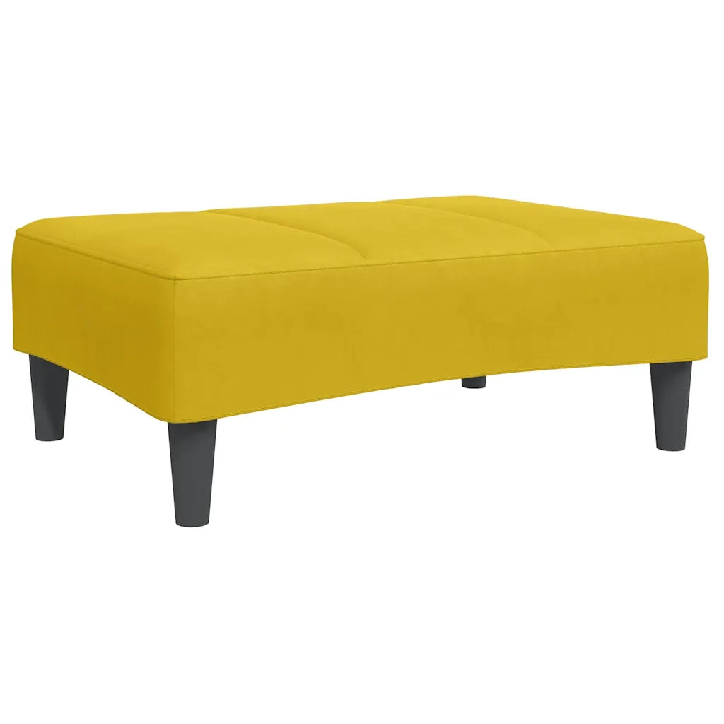 Divano Letto 2 Posti con Sgabello Giallo in Velluto