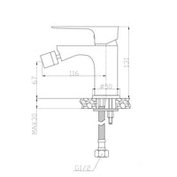 MISCELATORE MONOCOMANDO RUBINETTO BIDET NERO OPACO SERIE FLAT FERIDRAS