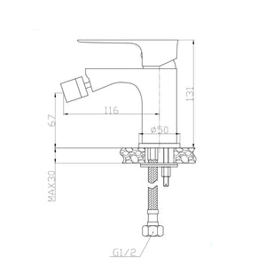 MISCELATORE MONOCOMANDO RUBINETTO BIDET NERO OPACO SERIE FLAT FERIDRAS