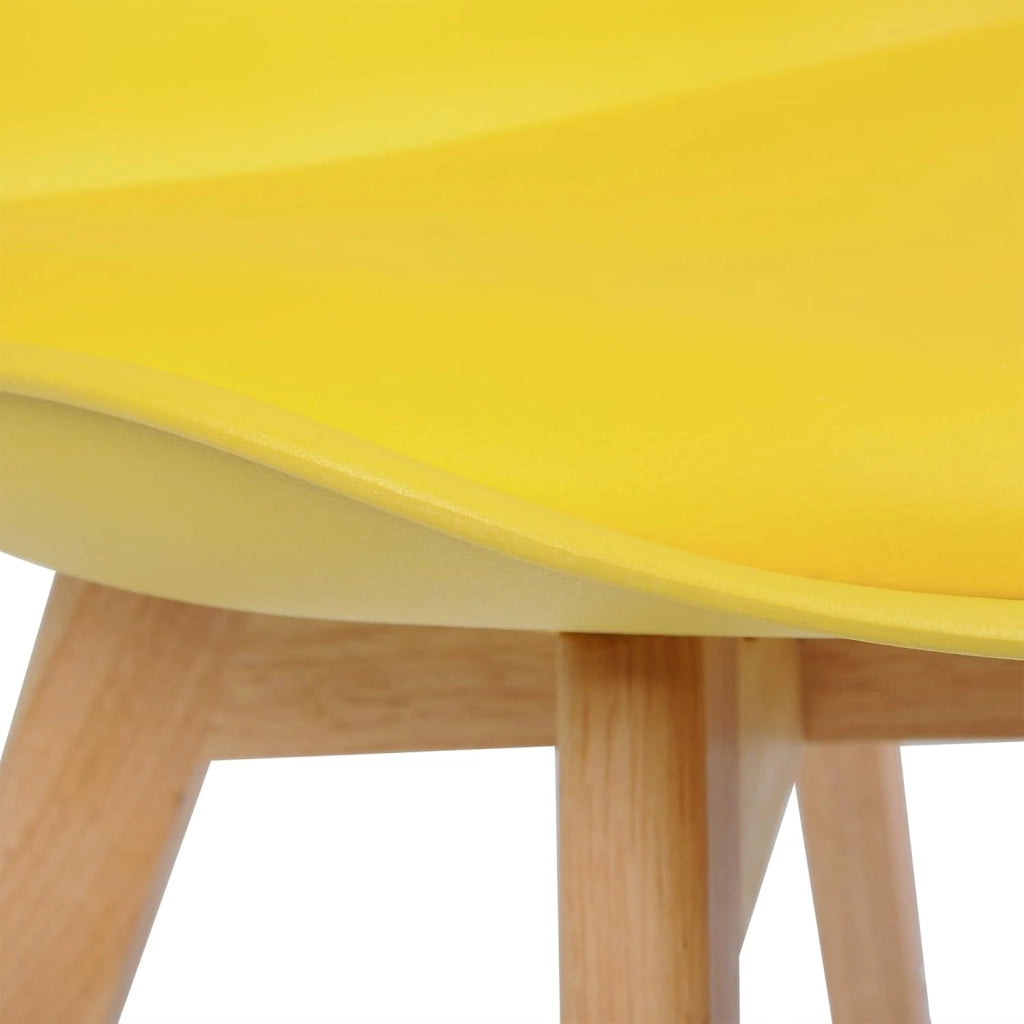 Sedie da Pranzo Set di 2, Sedie da Cucina, in Legno Massello e Pelle Sintetica, Capacità di Carico 150 kg, Giallo, BH29gb-2