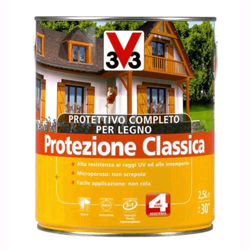 V33 Protettivo Completo Legno Protezione Classica Colore Noce scuro 750 ML