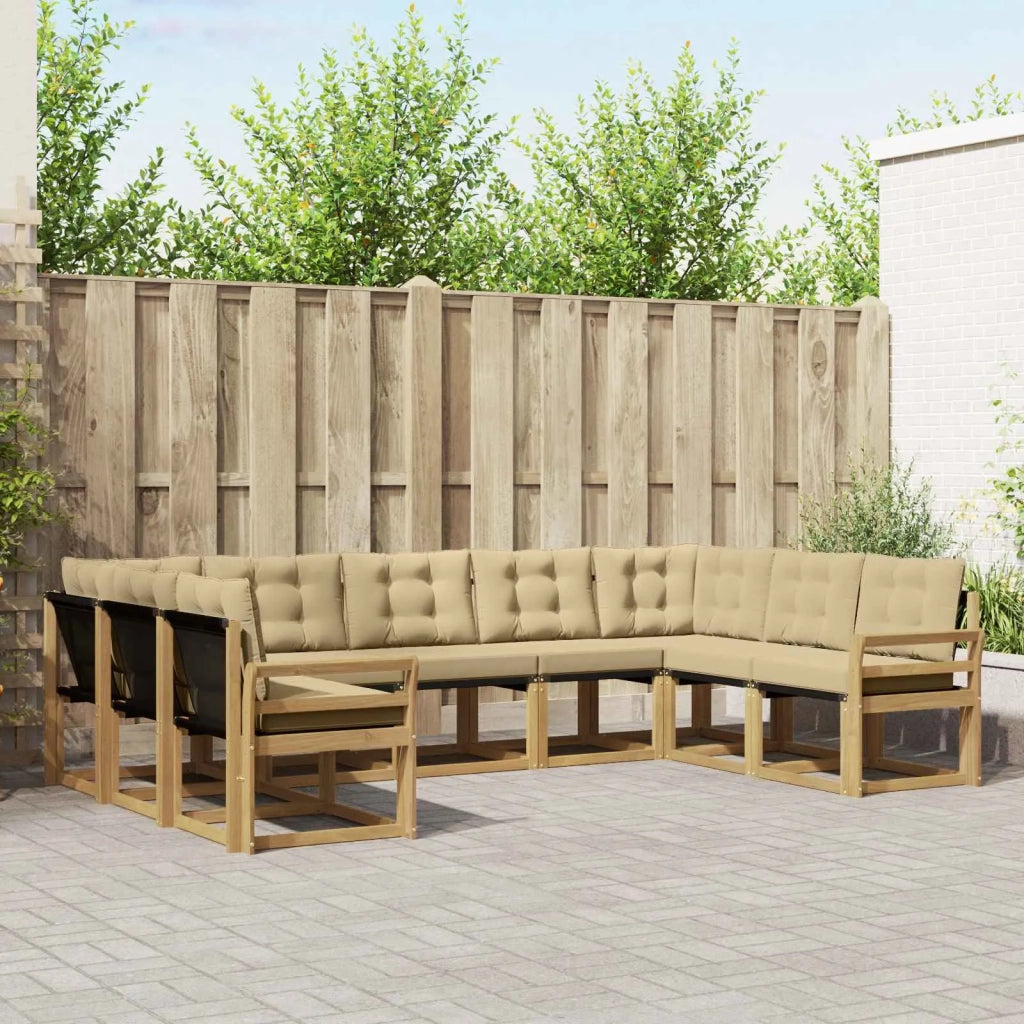 Set di divani da esterno con cuscino 9 pcs Bianco e Beige