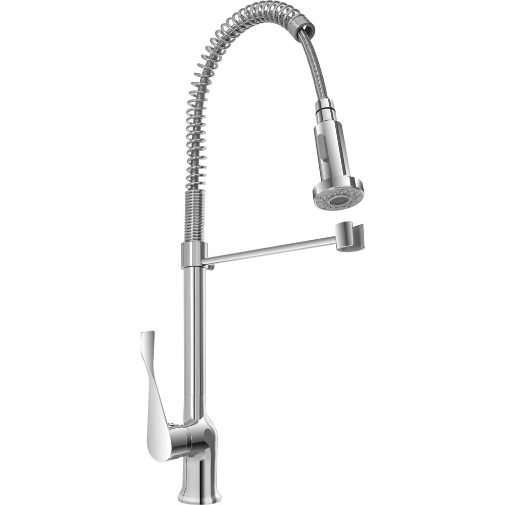 MISCELATORE RUBINETTO LAVELLO CUCINA IN OTTONE CROMATO CANNA CON MOLLA "KITCHEN" FERIDRAS 401057