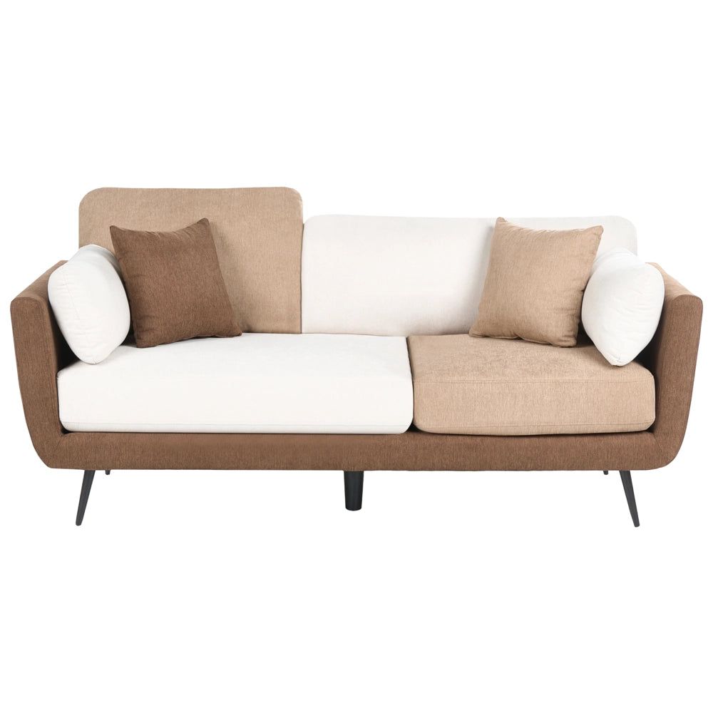 Set da salotto in tessuto marrone divano a tre posti e poltrona con cuscini aggiuntivi e braccioli Salotto moderno
