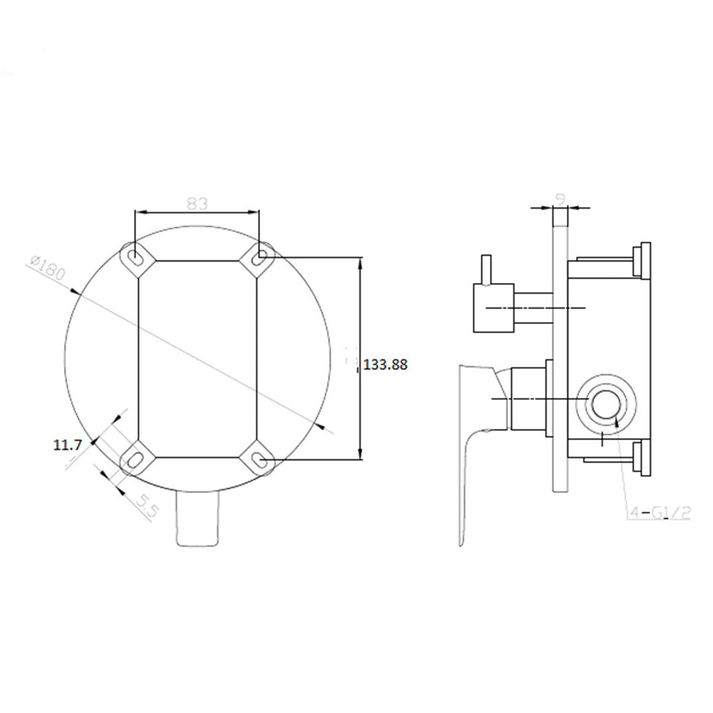 MISCELATORE MONOCOMANDO DOCCIA INCASSO CON DEVIATORE NERO OPACO SERIE FLAT FERIDRAS 401086